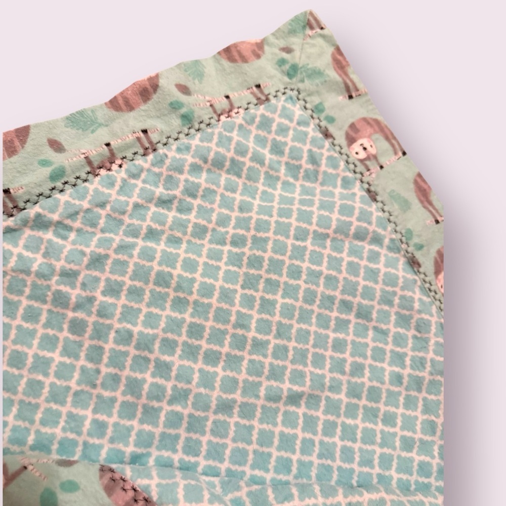 Handmade Baby Blanket Sloth Print Quilted 32x32 Infant - Picture 4 of 4